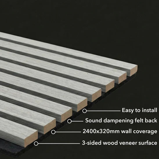 Premium 3 Sided Wood Veneer Wall Panels 240x32cm - Pack Of 2 - Range Of Colours