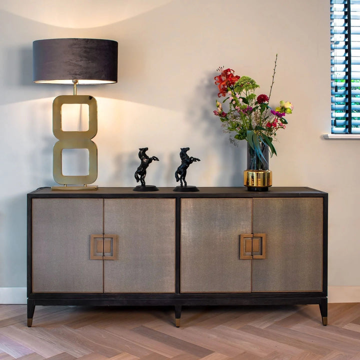 Bloomingville Shagreen Faux Leather 4 Door Sideboard-Belmont Interiors