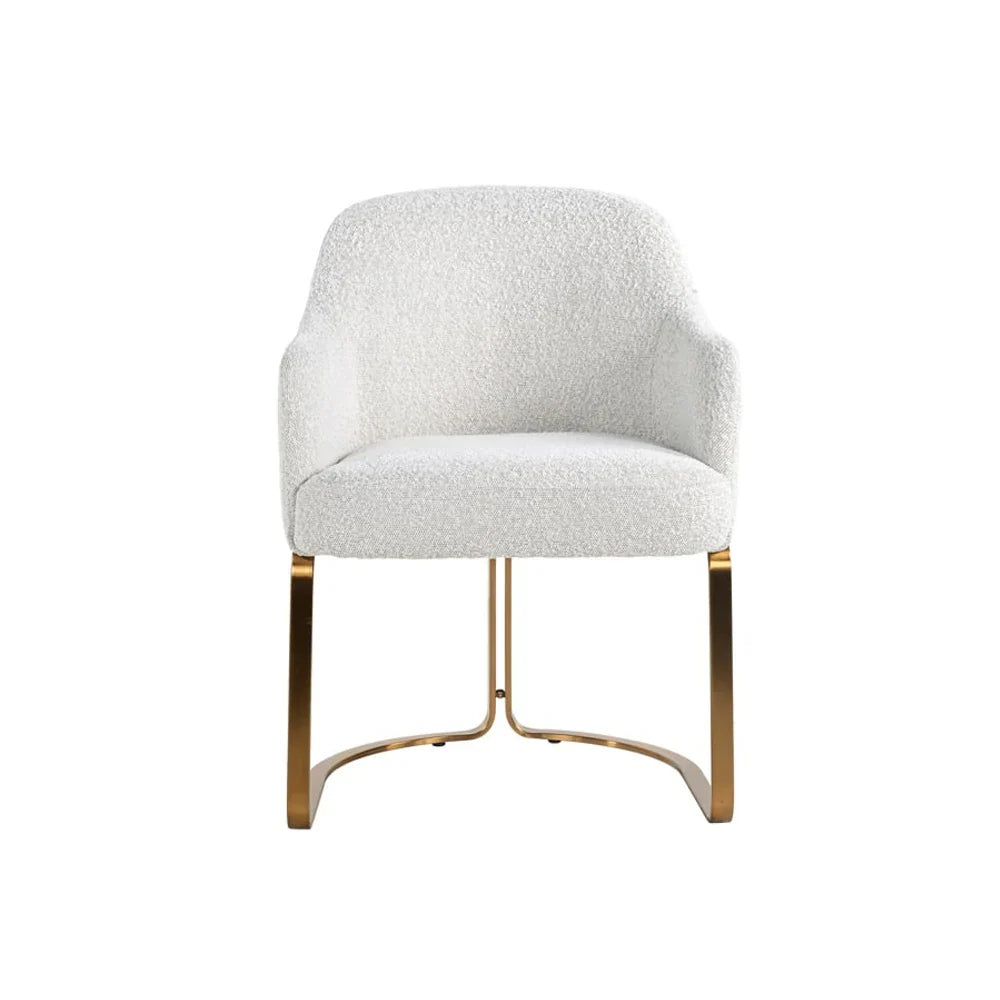 Richmond Interiors Carlton White Boucle Gold Velvet Dining Chair
