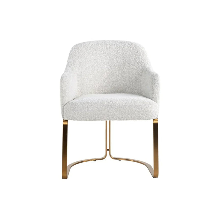 Richmond Interiors Carlton White Boucle Gold Velvet Dining Chair