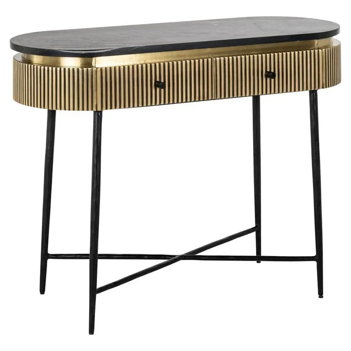 Richmond Interiors Ironville Golden 2 Drawer Console Table