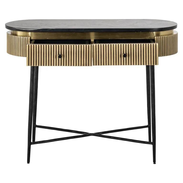 Richmond Interiors Ironville Golden 2 Drawer Console Table
