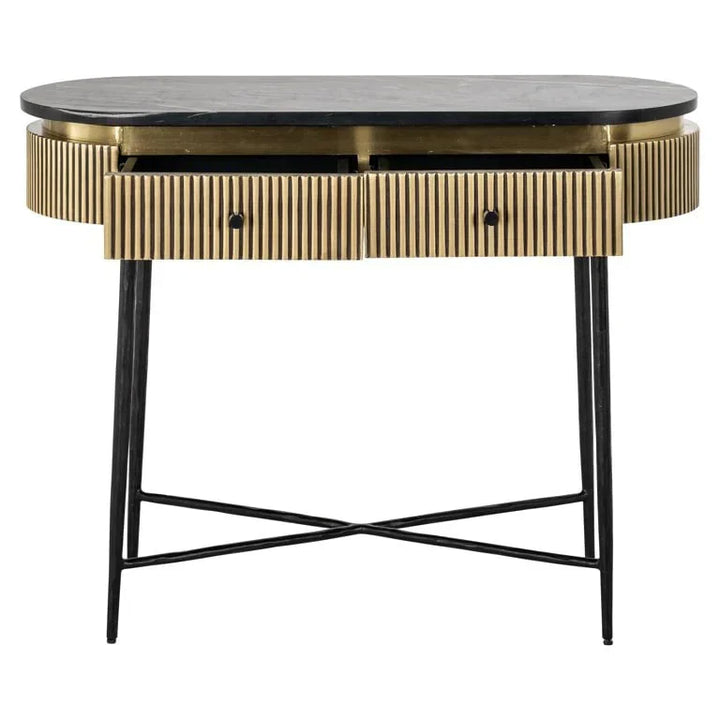 Richmond Interiors Ironville Golden 2 Drawer Console Table