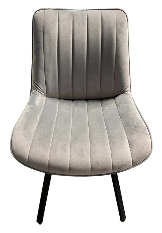 Bentley 90cm Gold/Grey Ceramic Marble Round Dining Table With Black Base + Roco 360º Grey Velvet Dining Chairs