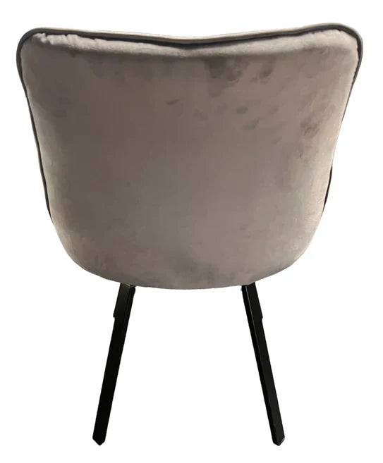 Bentley 90cm Gold/Grey Ceramic Marble Round Dining Table With Black Base + Roco 360º Grey Velvet Dining Chairs