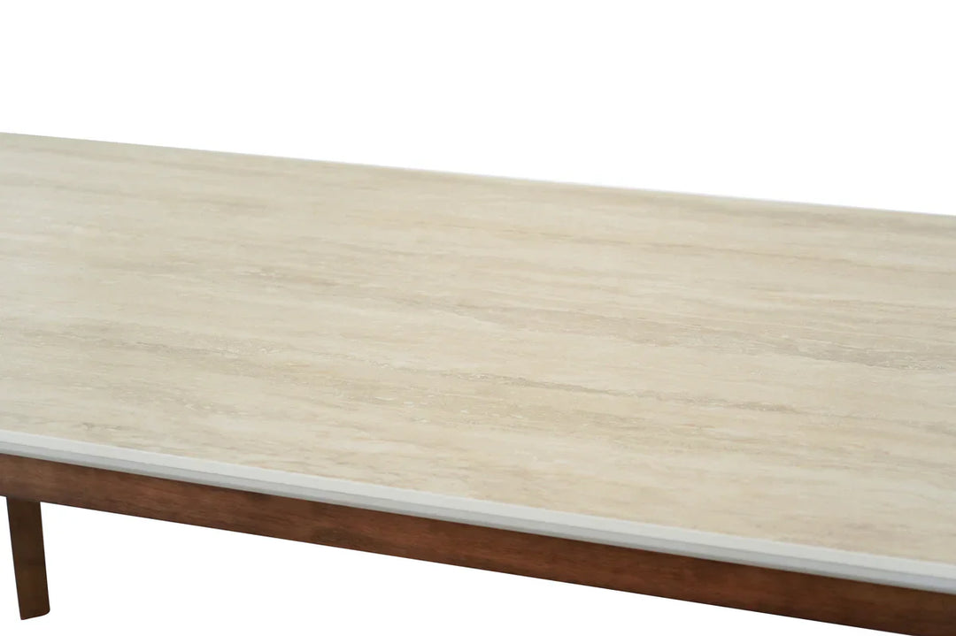 Ronda 180cm Italian Walnut & Travertine Ceramic Marble Dining Table