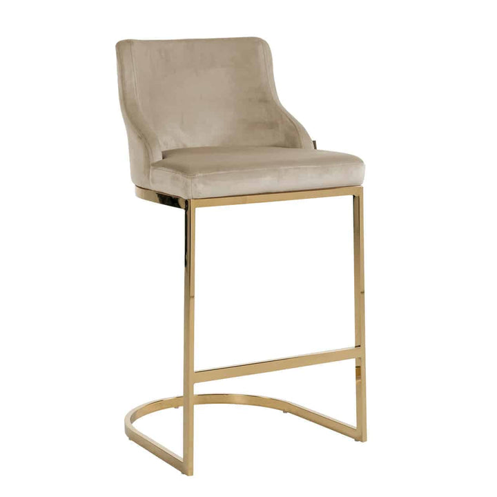 Richmond Interiors Bolton Gold & Taupe Khaki Velvet Bar Stool