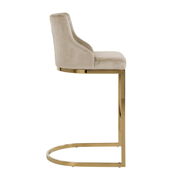 Richmond Bolton Velvet Beige Bar Stool-Belmont Interiors