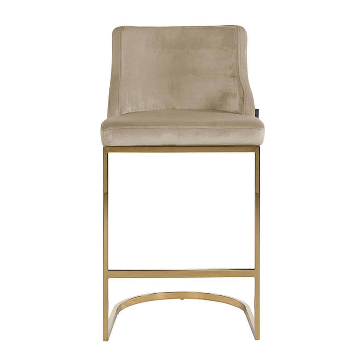 Richmond Interiors Bolton Gold & Taupe Khaki Velvet Bar Stool