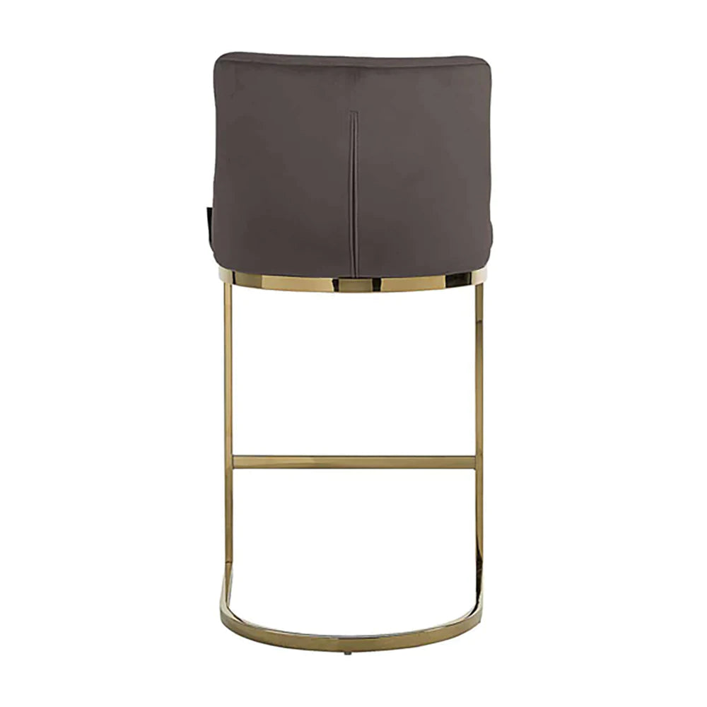 Richmond Bolton Velvet Gold & Stone Bar Stool-Belmont Interiors