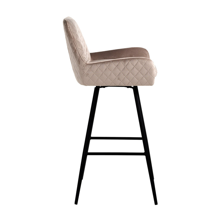 Richmond Linsey Swivel Bar Stool In Khaki Velvet-Belmont Interiors