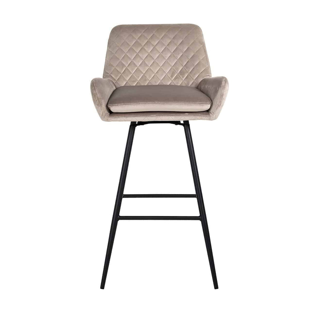 Richmond Linsey Swivel Bar Stool In Khaki Velvet-Belmont Interiors