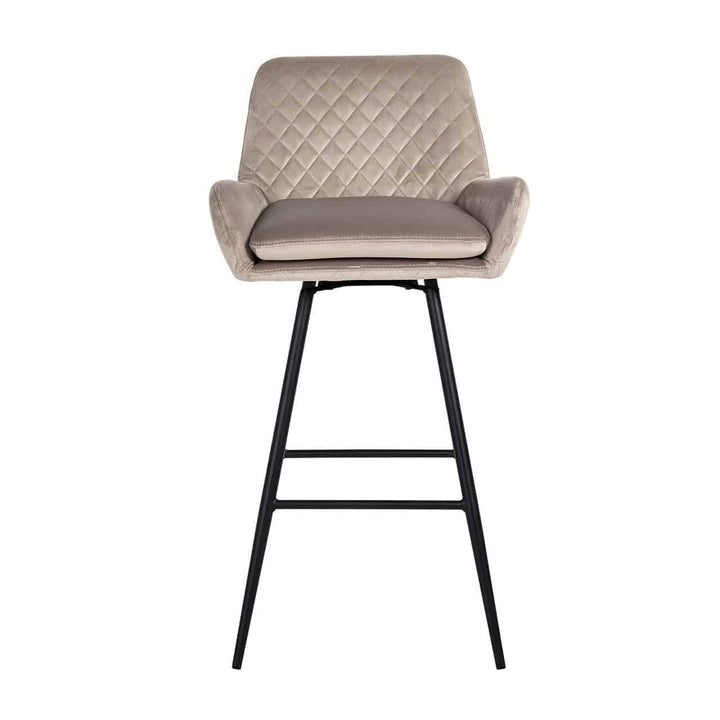 Richmond Linsey Swivel Bar Stool In Khaki Velvet-Belmont Interiors
