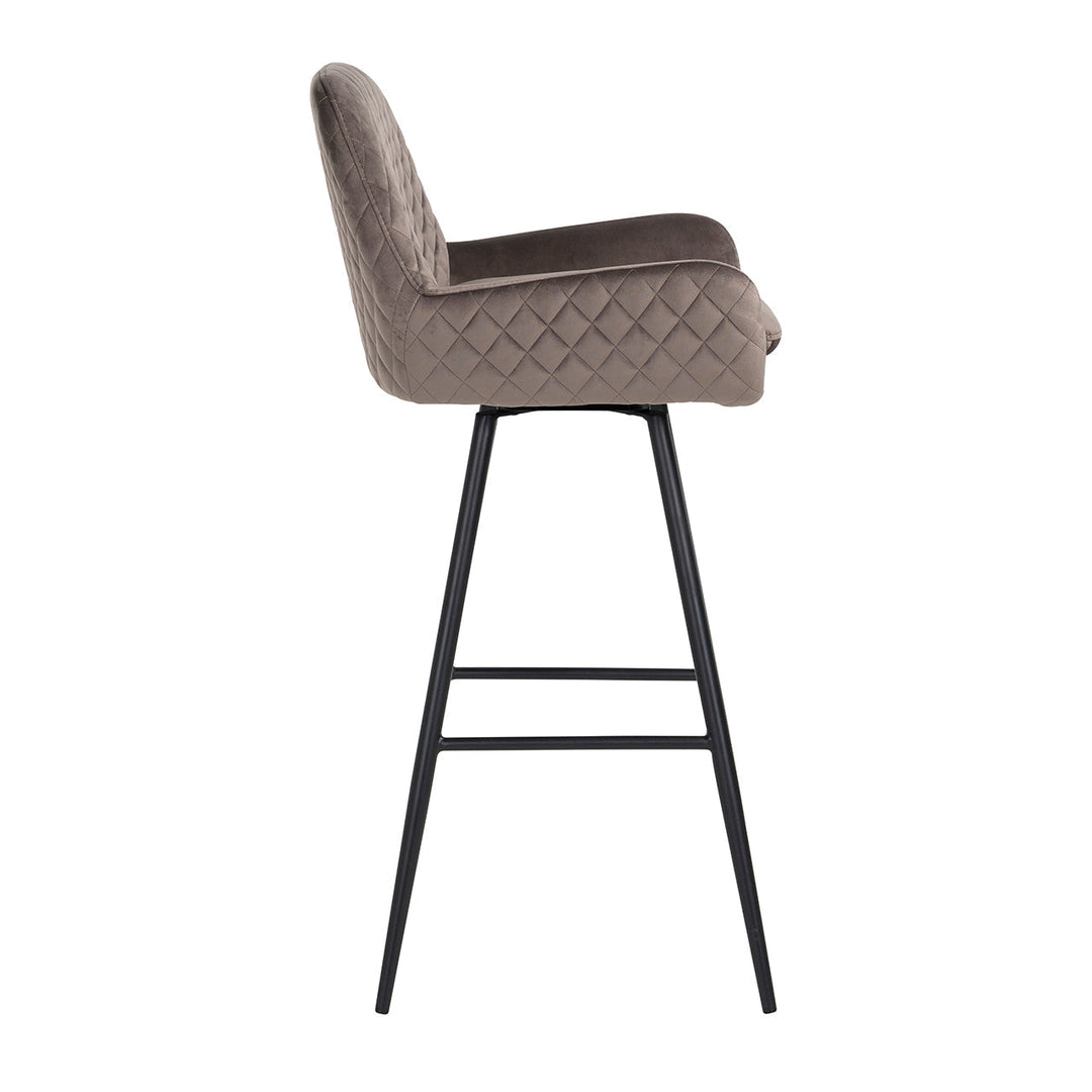 Richmond Linsey Swivel Bar Stool In Stone Velvet-Belmont Interiors
