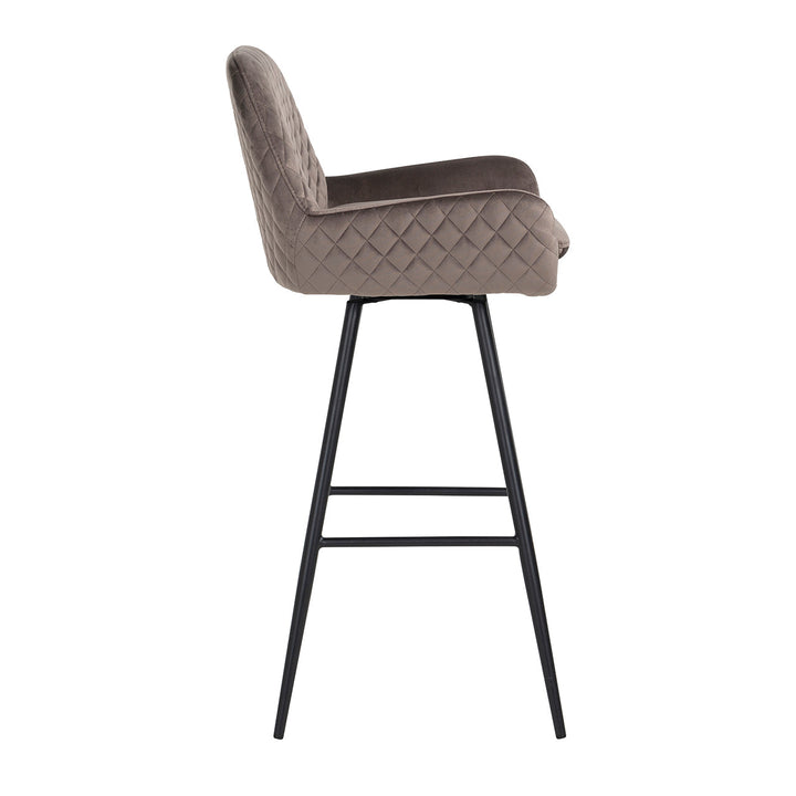 Richmond Linsey Swivel Bar Stool In Stone Velvet-Belmont Interiors
