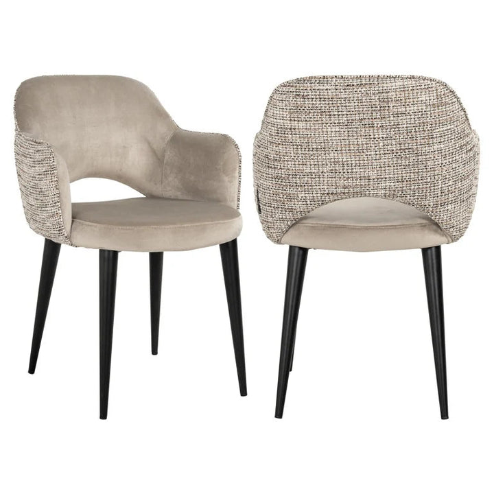 Richmond Interiors Giovanna Trendy Taupe Khaki Velvet Dining Chair