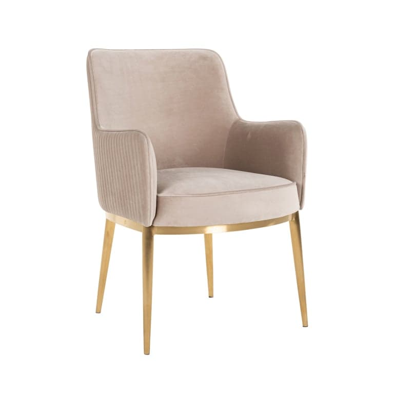 Richmond Interiors Breeze Taupe Khaki Velvet Brushed Gold Bucket Chair