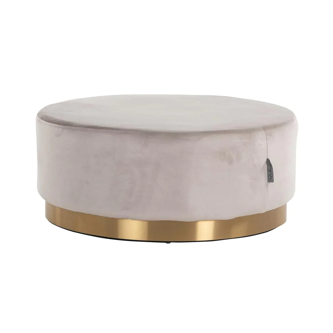 Richmond Interiors Pouffe In Jago Khaki Velvet And Brushed Gold