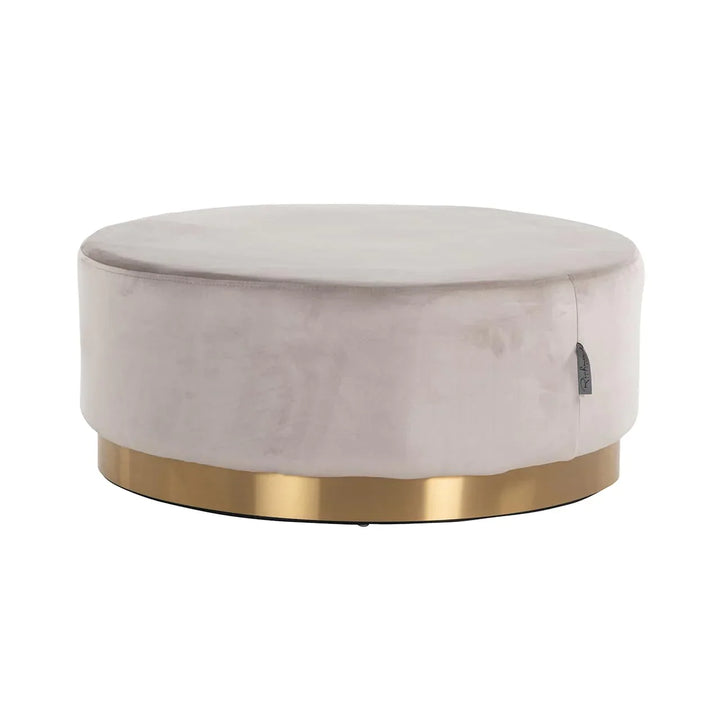 Richmond Interiors Pouffe In Jago Khaki Velvet And Brushed Gold