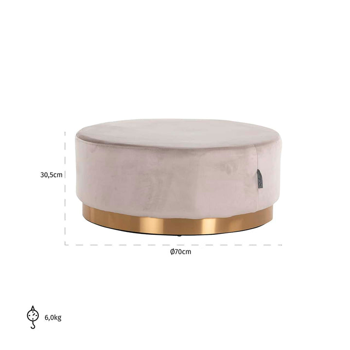 Richmond Interiors Pouffe In Jago Khaki Velvet And Brushed Gold