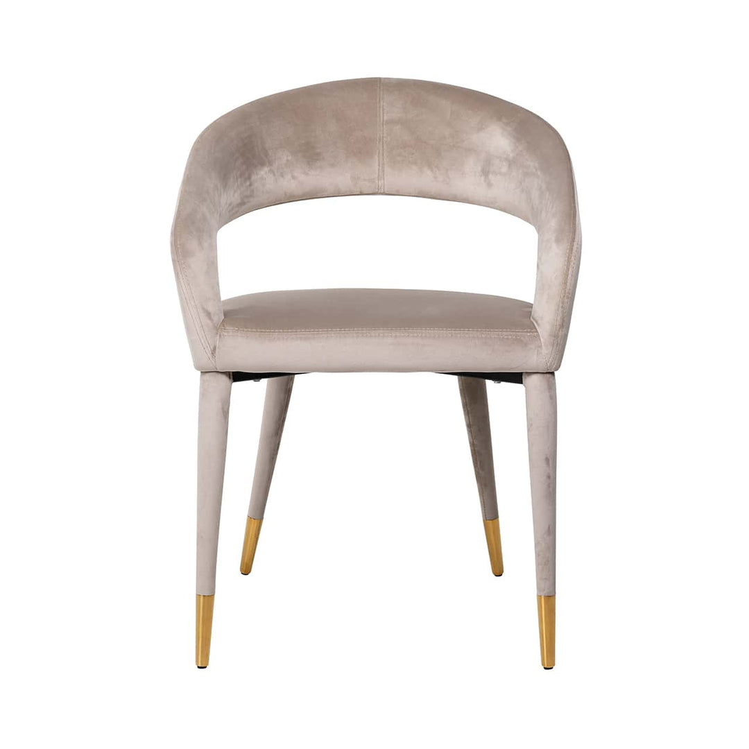 Richmond Interiors Ava Taupe Khaki Velvet Gold Tips Dining Chair