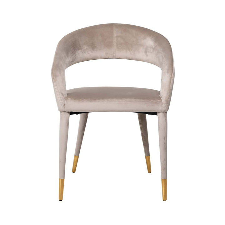 Richmond Interiors Ava Taupe Khaki Velvet Gold Tips Dining Chair