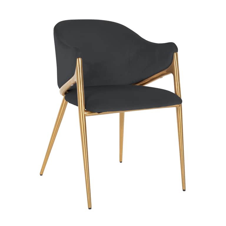 Richmond Interiors Gwen Anthracite Black Velvet & Gold Chair