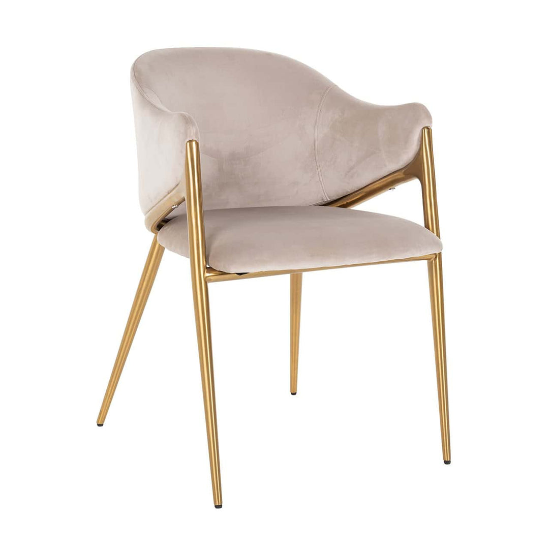 Richmond Interiors Gwen Taupe Khaki Velvet & Gold Chair