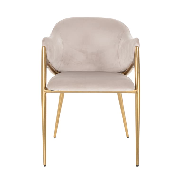 Richmond Interiors Gwen Taupe Khaki Velvet & Gold Chair