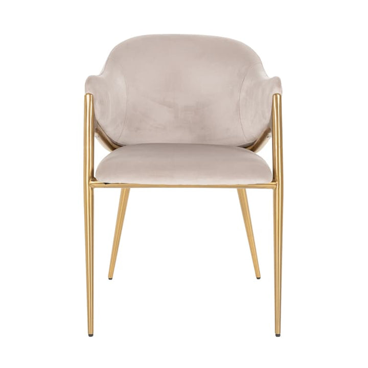 Richmond Interiors Gwen Taupe Khaki Velvet & Gold Chair