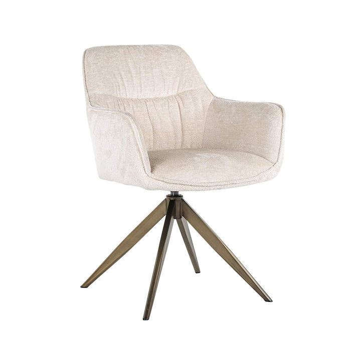 Richmond Interiors Aline Bergen White Chenille & Gold Swivel Chair