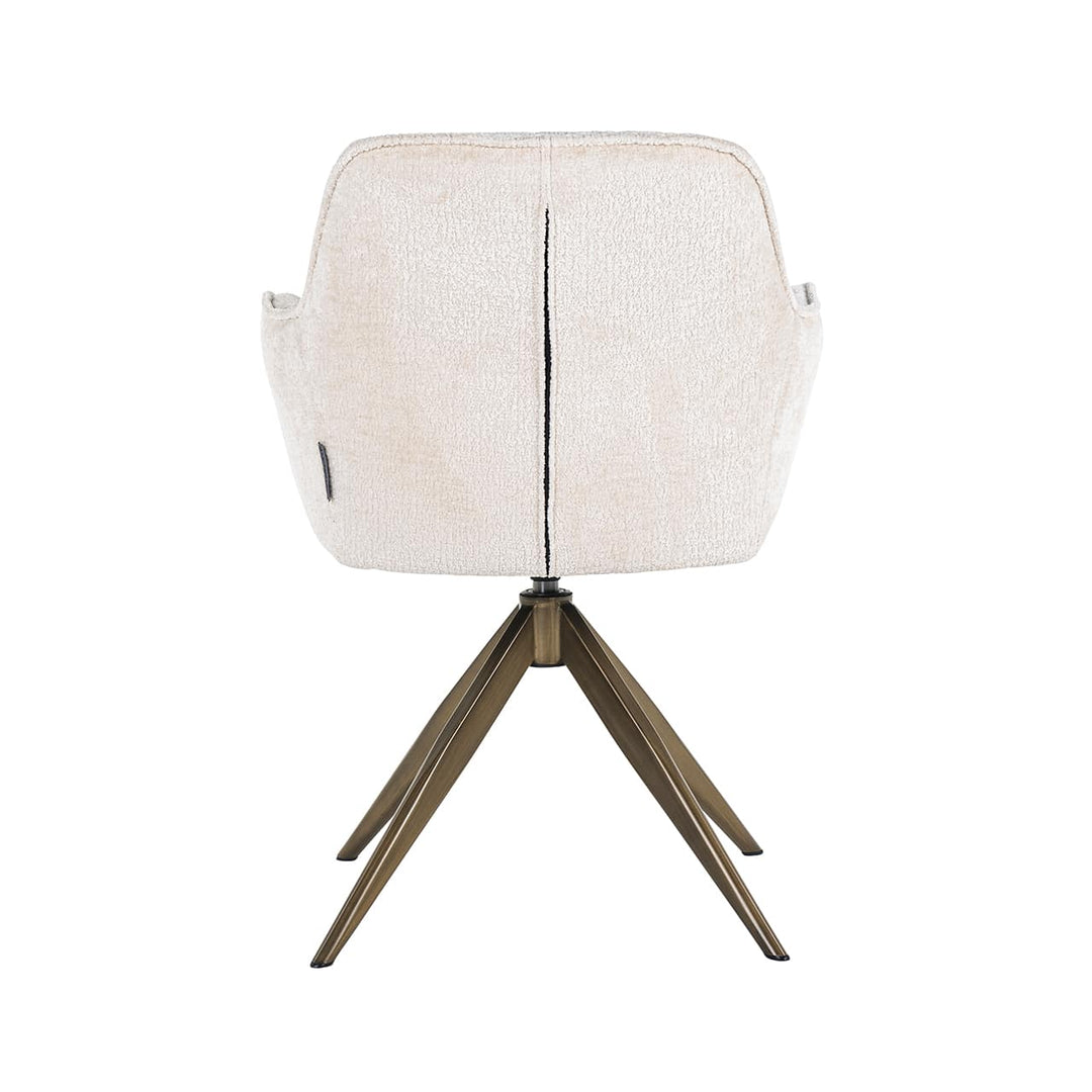 Richmond Interiors Aline Bergen White Chenille & Gold Swivel Chair