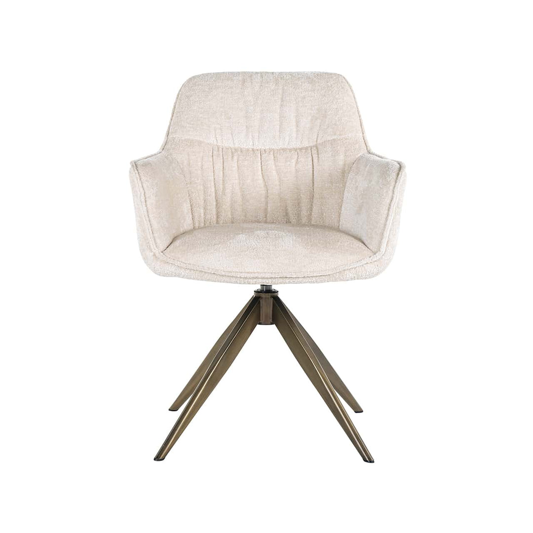 Richmond Interiors Aline Bergen White Chenille & Gold Swivel Chair