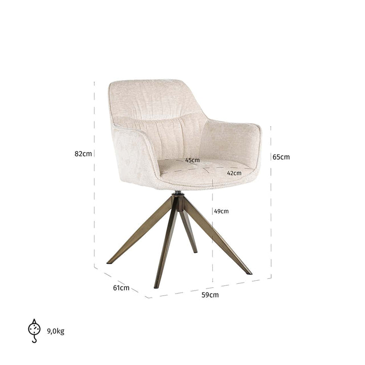Richmond Interiors Aline Bergen White Chenille & Gold Swivel Chair