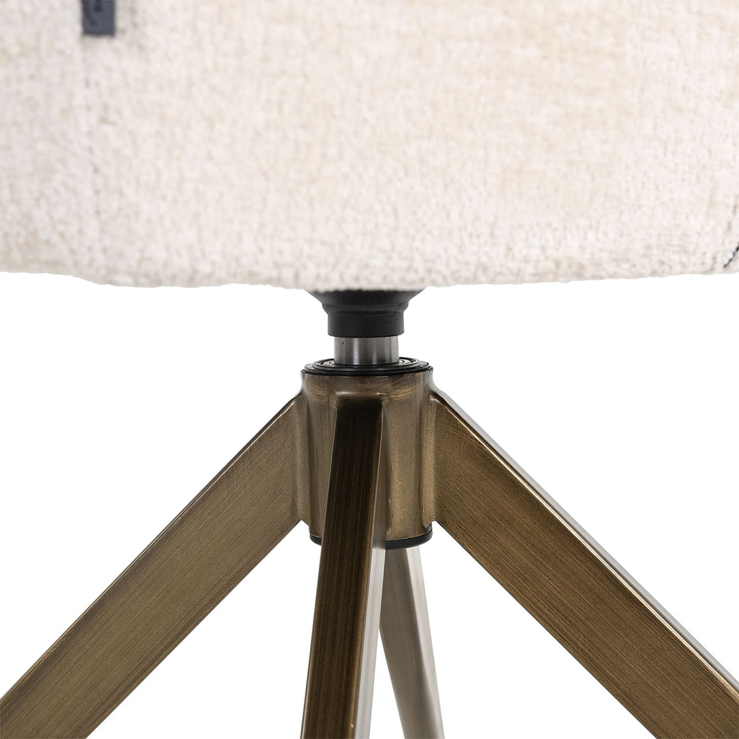 Richmond Interiors Aline Bergen White Chenille & Gold Swivel Chair