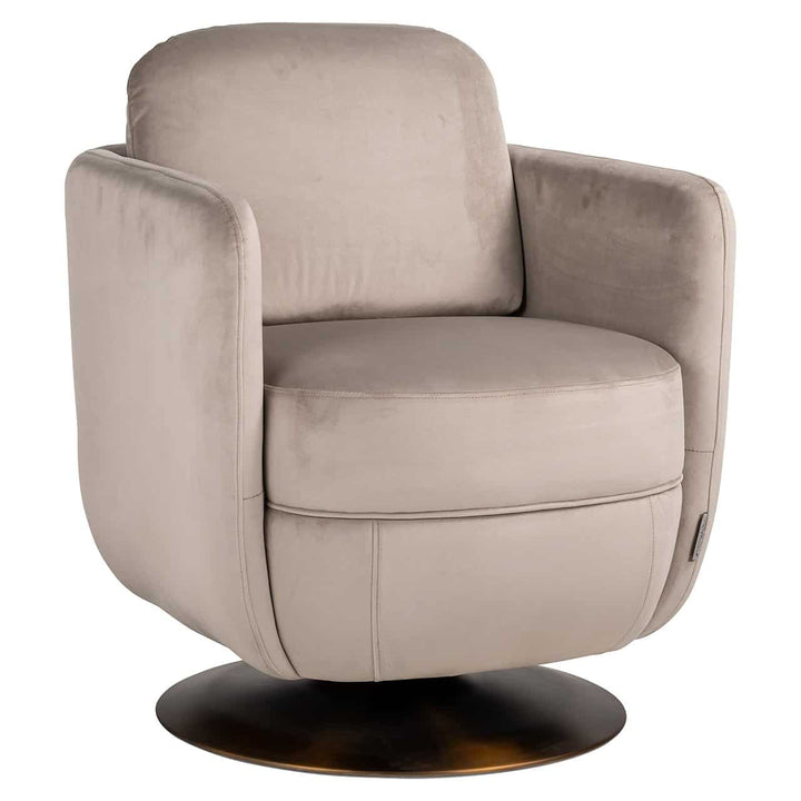 Richmond Interiors Turner Taupe Khaki Velvet Swivel Armchair