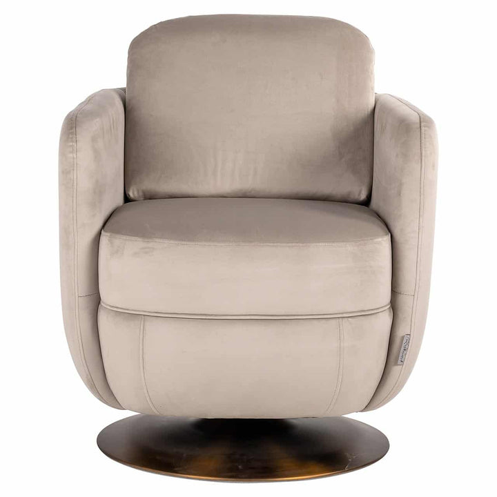 Richmond Interiors Turner Taupe Khaki Velvet Swivel Armchair