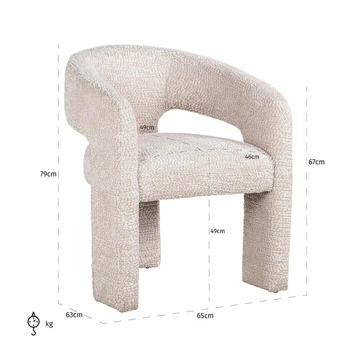 Richmond Interiors Belle Lovely Cream Boucle Fabric Dining Chair