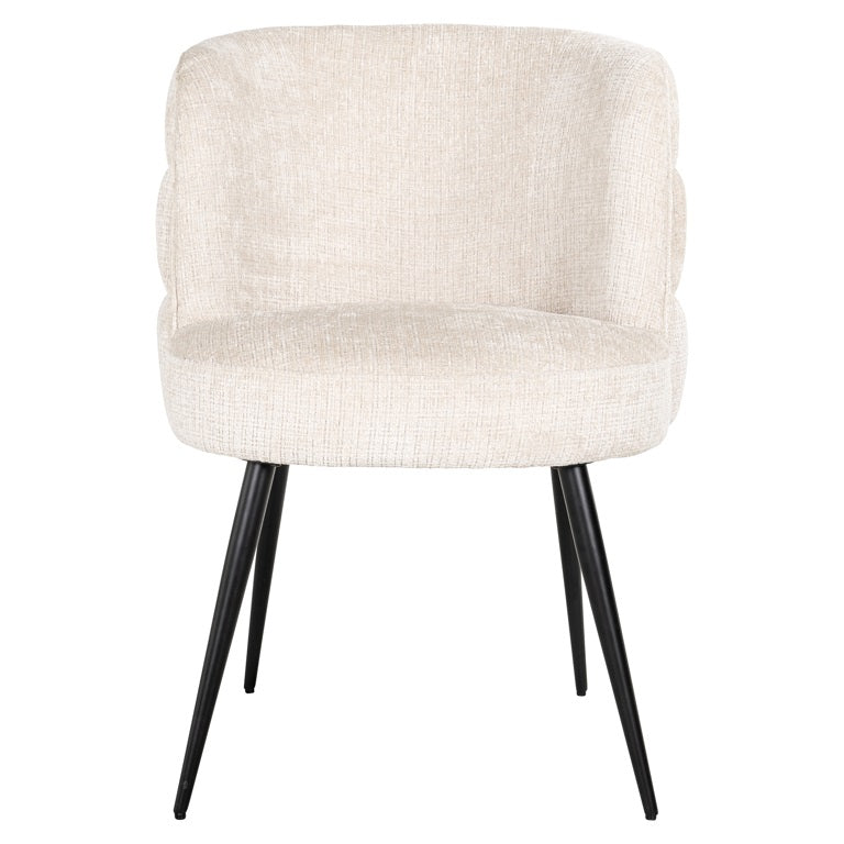 Richmond Interiors Stella Niagara Cream Chenille Rounded Back Dining Chair