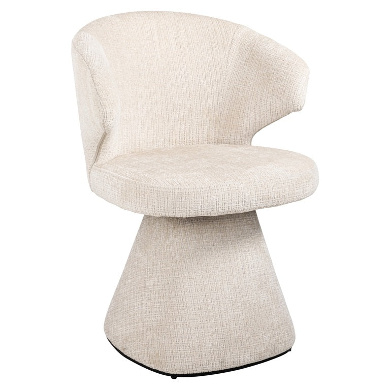 Richmond Interiors Gatsbi Niagara Cream Chenille Rounded Back Stool Dining Chair