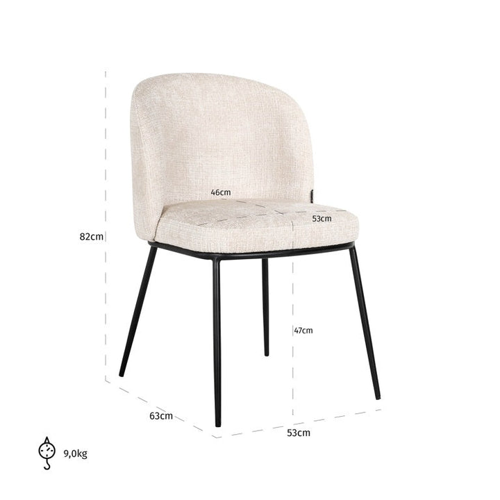 Richmond Interiors Elvi Cream Chenille Dining Chair