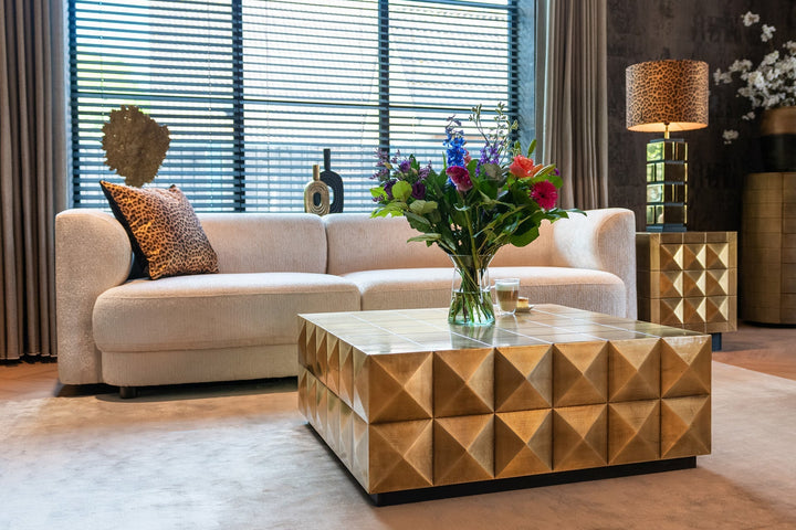 Richmond Interiors Collada Brushed Gold Geometric Pyramid Square Coffee Table