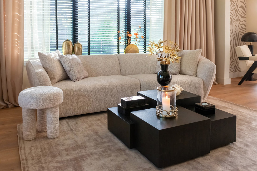 Richmond Interiors Lennox Stacked Blocks Black Solid Oak Wood Coffee Table