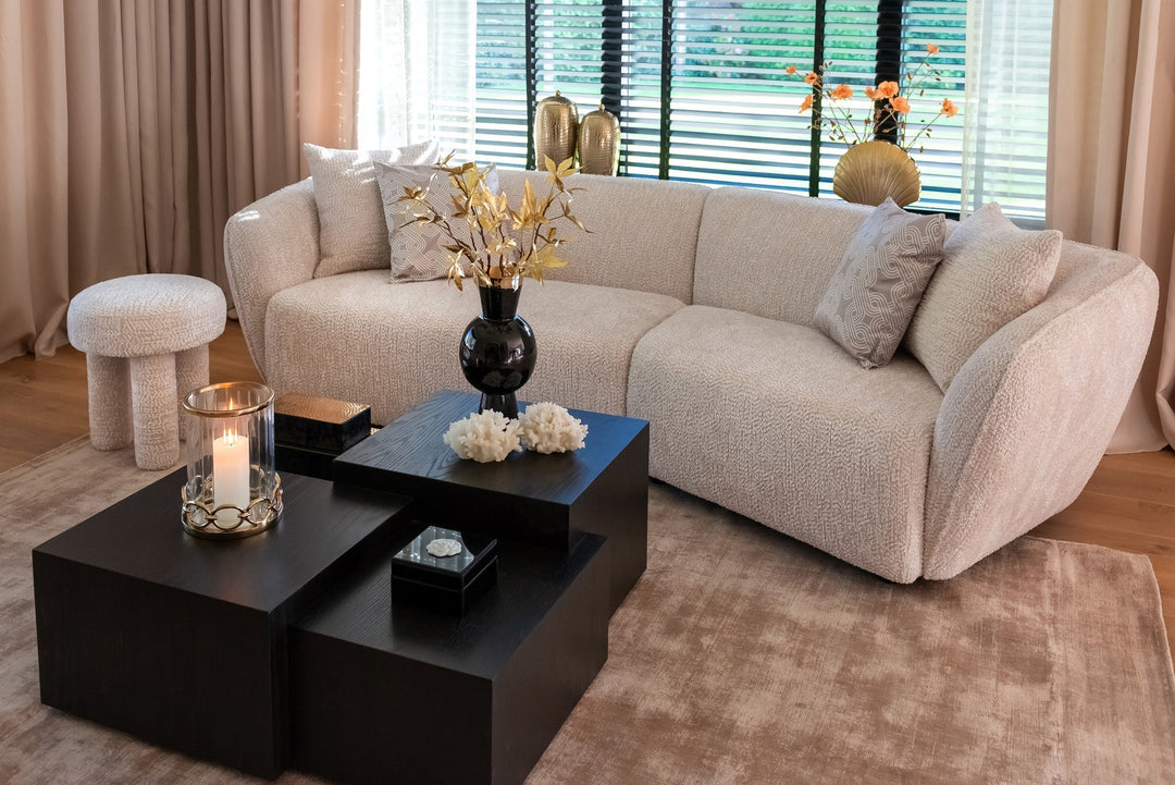 Richmond Interiors Lennox Stacked Blocks Black Solid Oak Wood Coffee Table