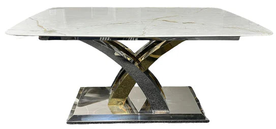 Lucy X Leg Gold 180cm Dining Table In 2 Colours