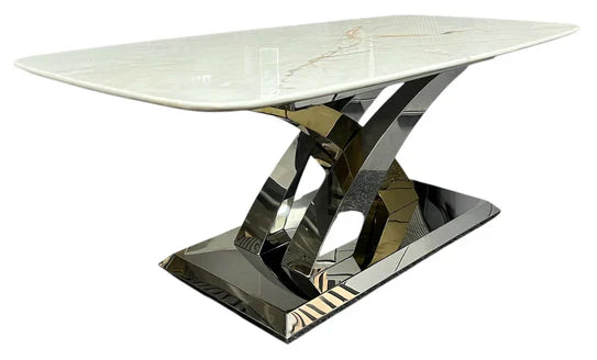 Lucy X Leg Gold 180cm Dining Table In 2 Colours