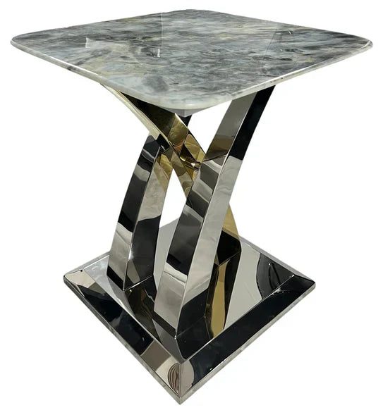 Lucy X Leg Gold Marble Lamp End Table In 2 Colours
