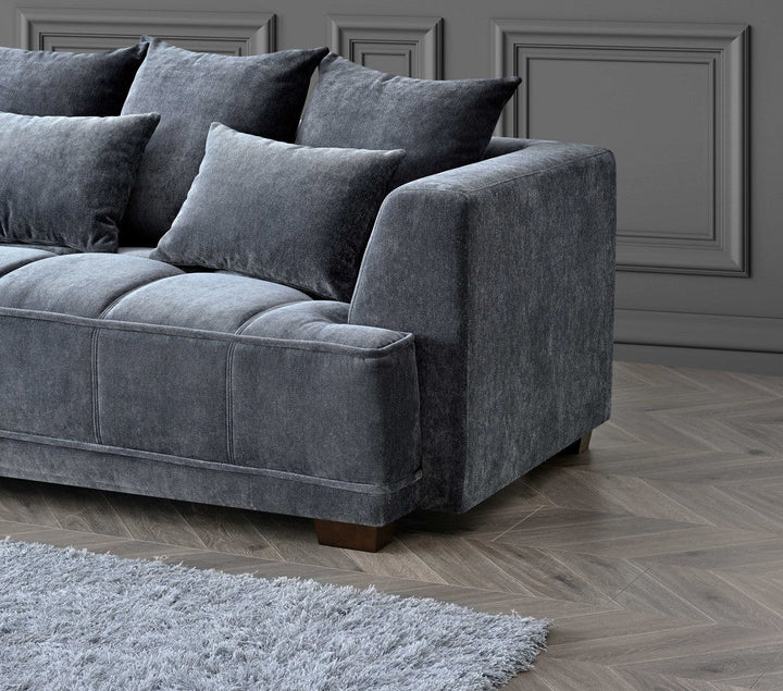 The Gramercy Steel Grey Boucle Right Hand Corner Premium Sofa Steel Boucle Fabric