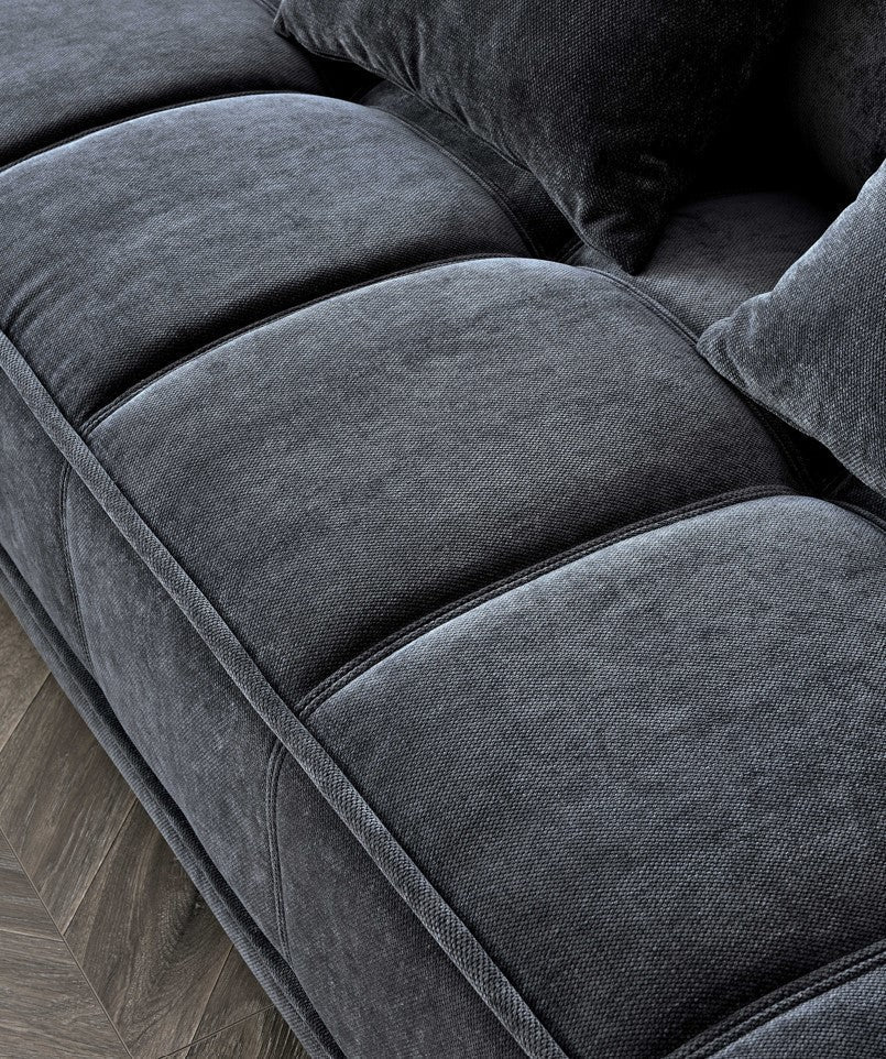 The Gramercy Steel Grey Boucle Right Hand Corner Premium Sofa Steel Boucle Fabric