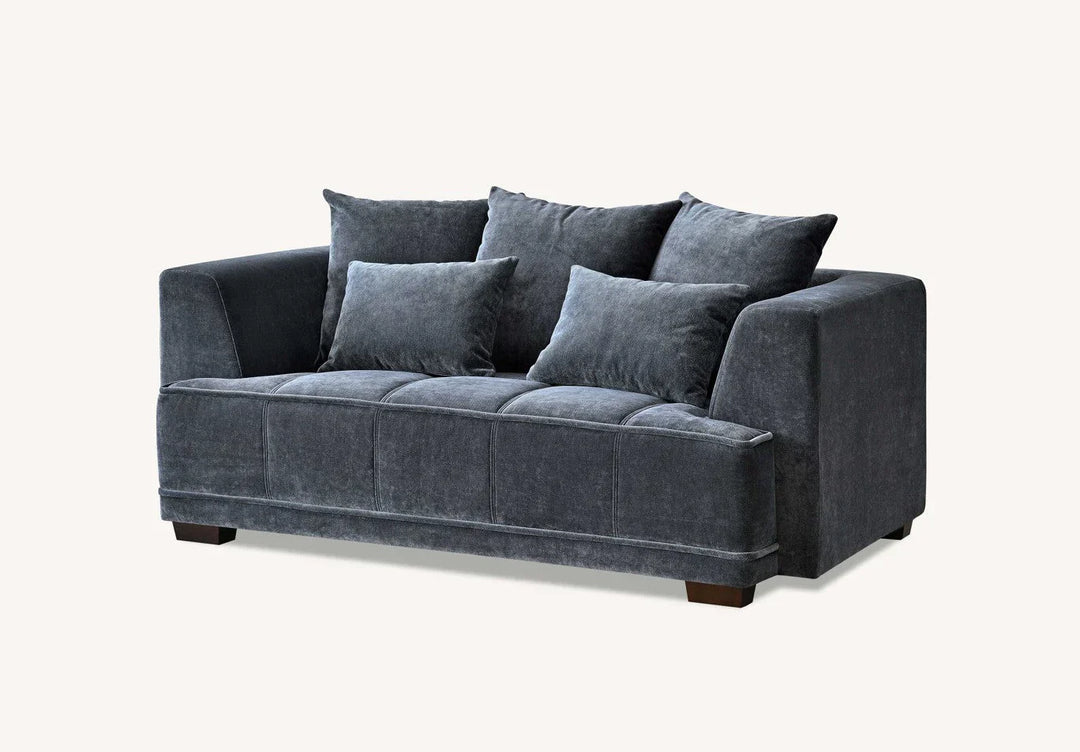 The Gracemary Steel Grey Boucle 3 + 2 Seater Premium Sofa Steel Boucle Fabric